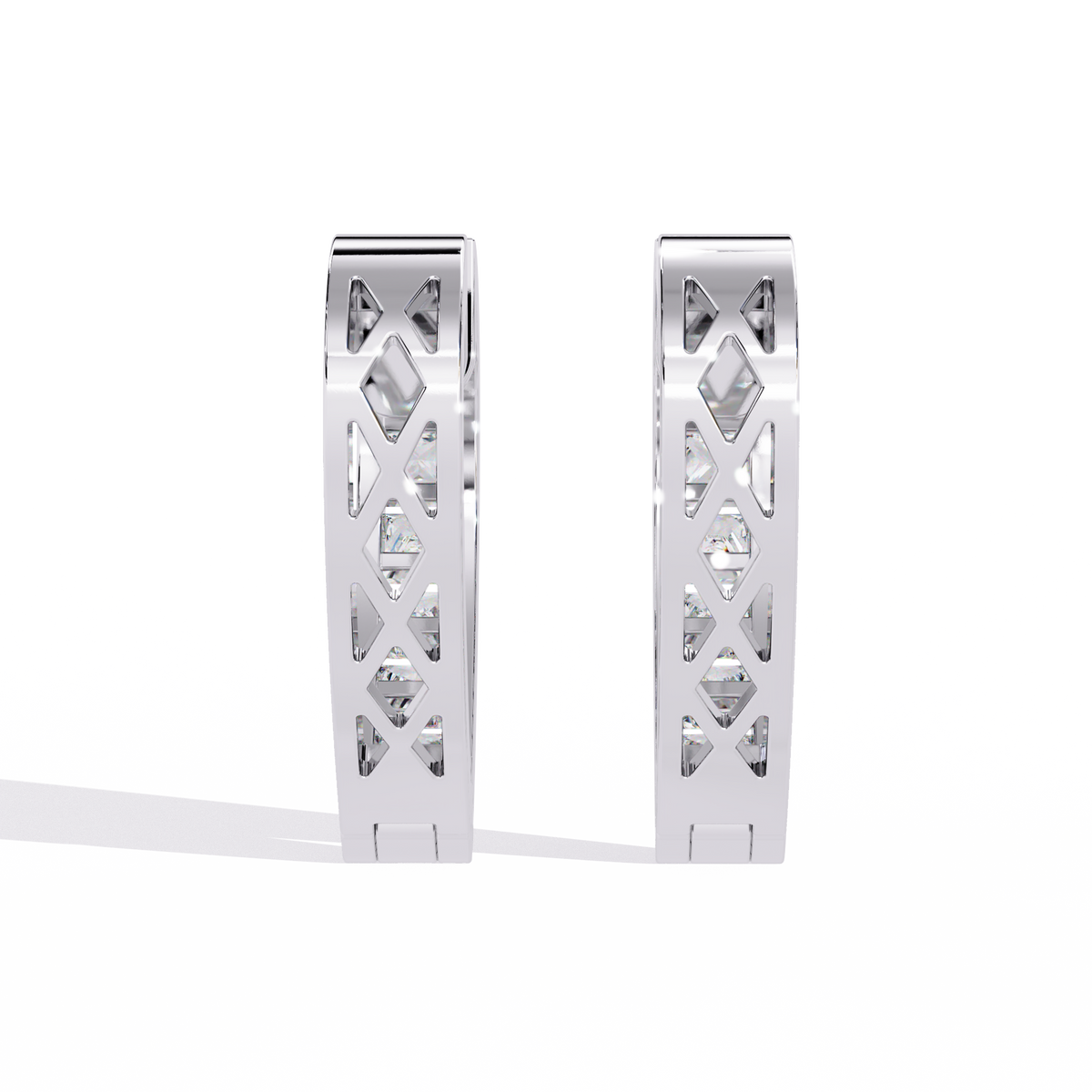 Channel Lab Diamond Princess Cut Huggie Hoop Earrings - View 9