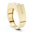 Round Cut Moissanite Diamond Men's Bezel Center Octagon Signet Ring - View 10