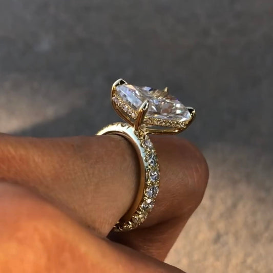 Radiant Cut Solitaire Moissanite Diamond Engagement Ring - View 2
