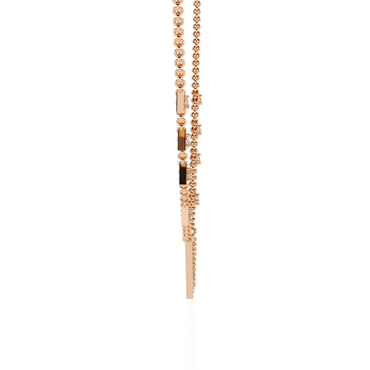 Open Triangle Pave Station Lab Grown Pendant Necklace - View 8