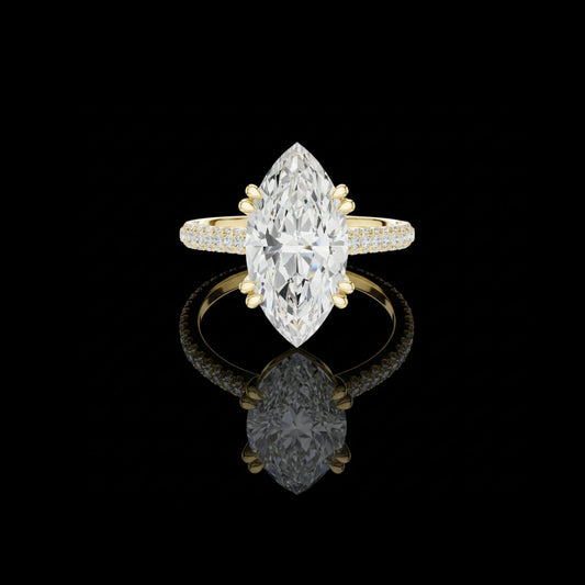 Dual Prong Marquise Cut Lab Diamond Engagement Ring