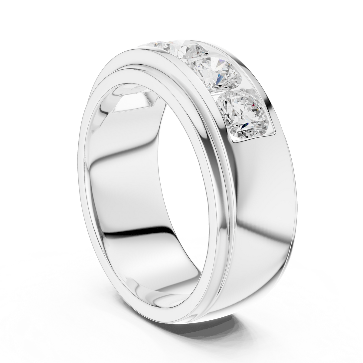 Round Cut Lab Grown Diamond Men's Heavy Gold Classic Wedding Ring - View 12