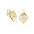Layered Leaf Round Moissanite Diamond Geometric Stud Earrings with Pavé Detail - View 7