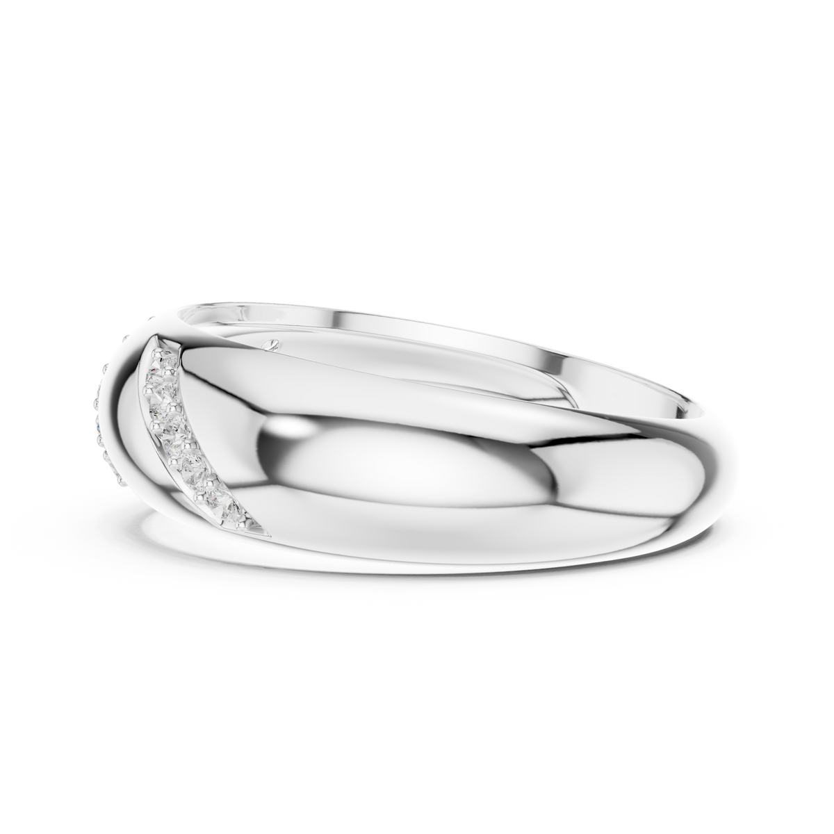 Round Cut Lab Grown Diamond Men's Slanted Row Dome Statement Ring - View 10
