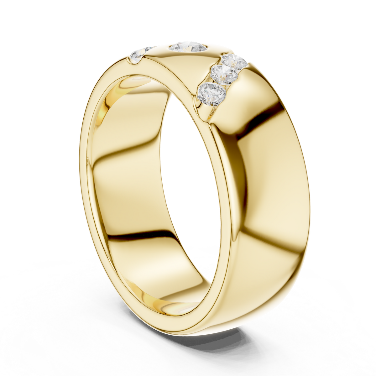 Round Cut Lab Grown Diamond Men's Swirl Channel Set Heavy Statement Ring - View 10