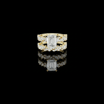 Emerald Cut Moissanite Diamond Women's Marquise Cluster Bridal Ring Set
