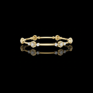 Floral Round Lab Diamond Openable Bangle Flower Cluster Bracelets for Women