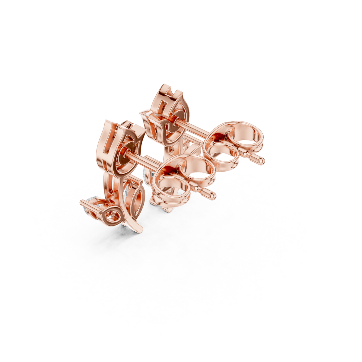 Nature Inspired Leaf Lab Diamond Stud Earrings with Brilliance Marquise Cut - View 6