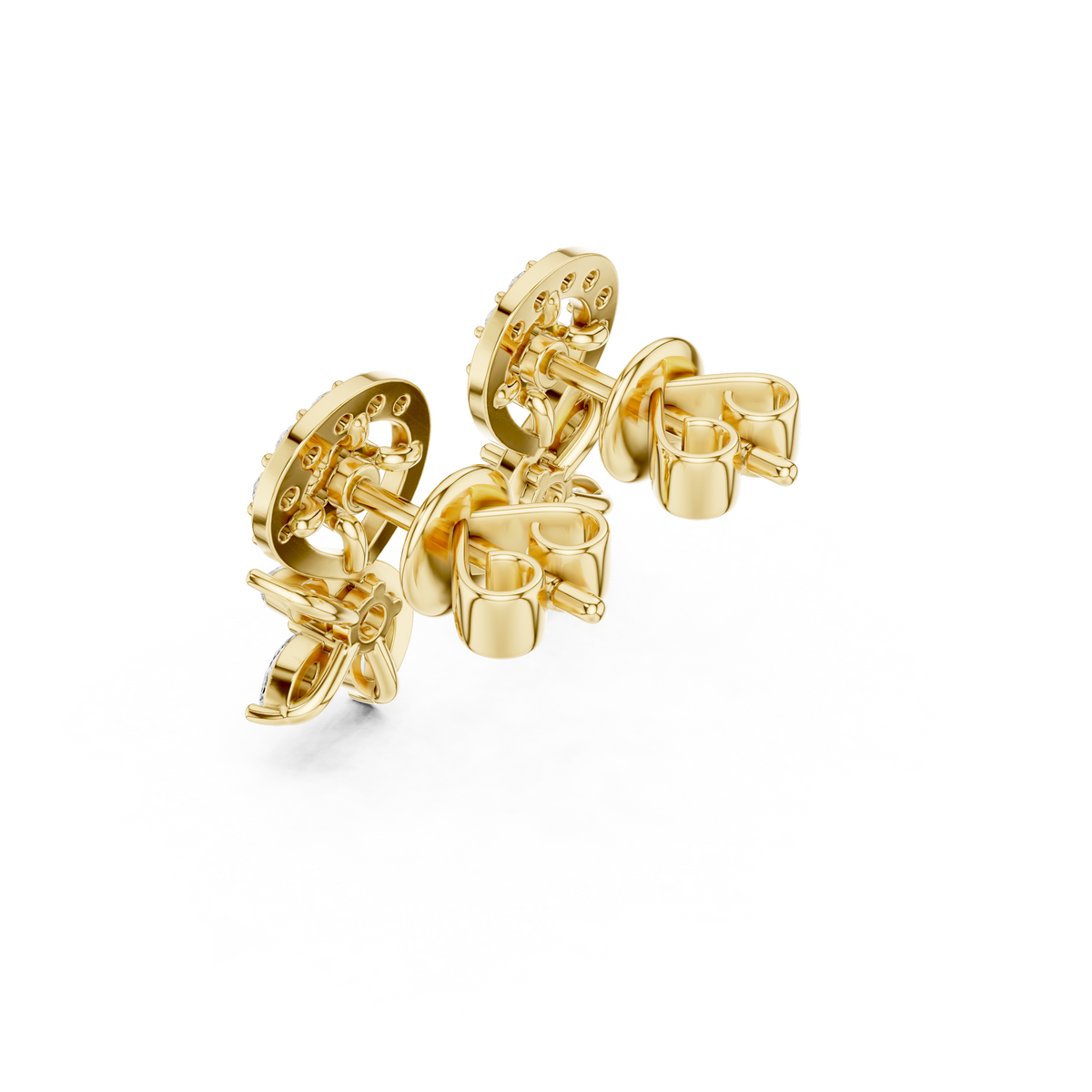 Floral Vine Moissanite Diamond Marquise & Round Stone Drop Stud Earrings - View 10