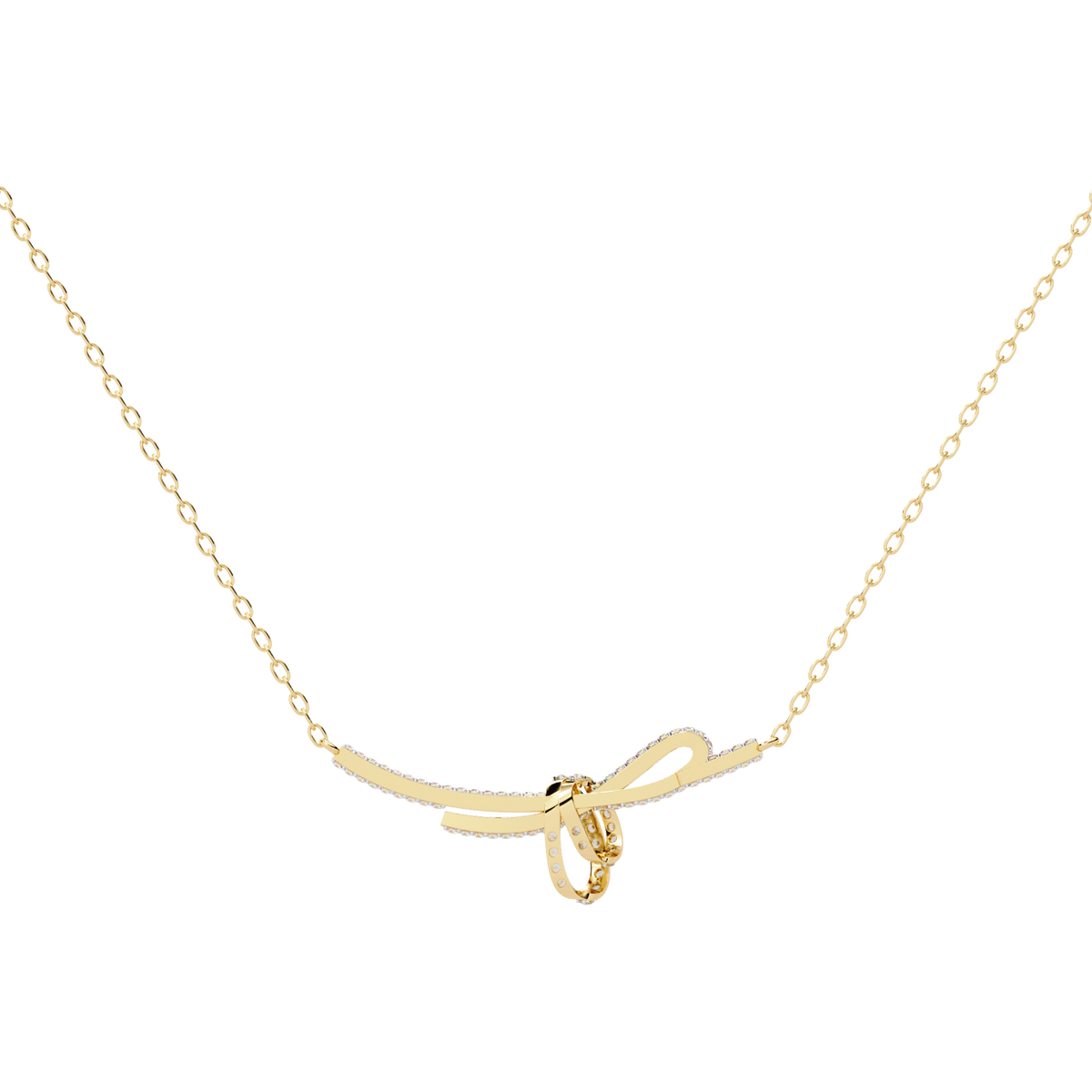 Bow Style Pave Lab Grown Diamond Knot Necklace - View 8