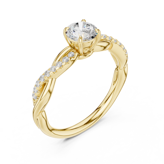 Round Lab Diamond Twisted Braided Engagement Ring - View 2