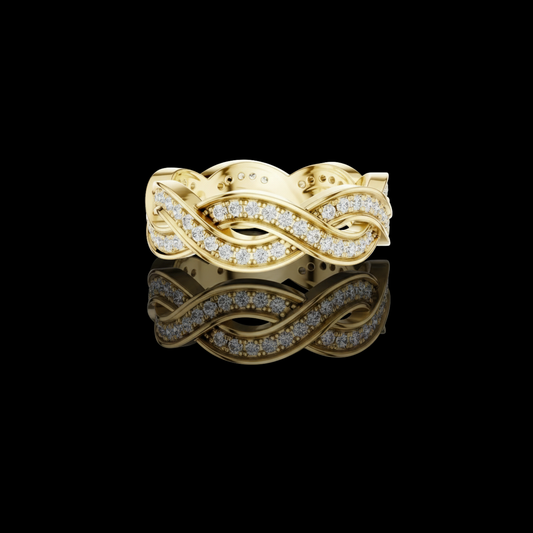 Round Lab Diamond Infinity Twist Pave Engagement Band Ring