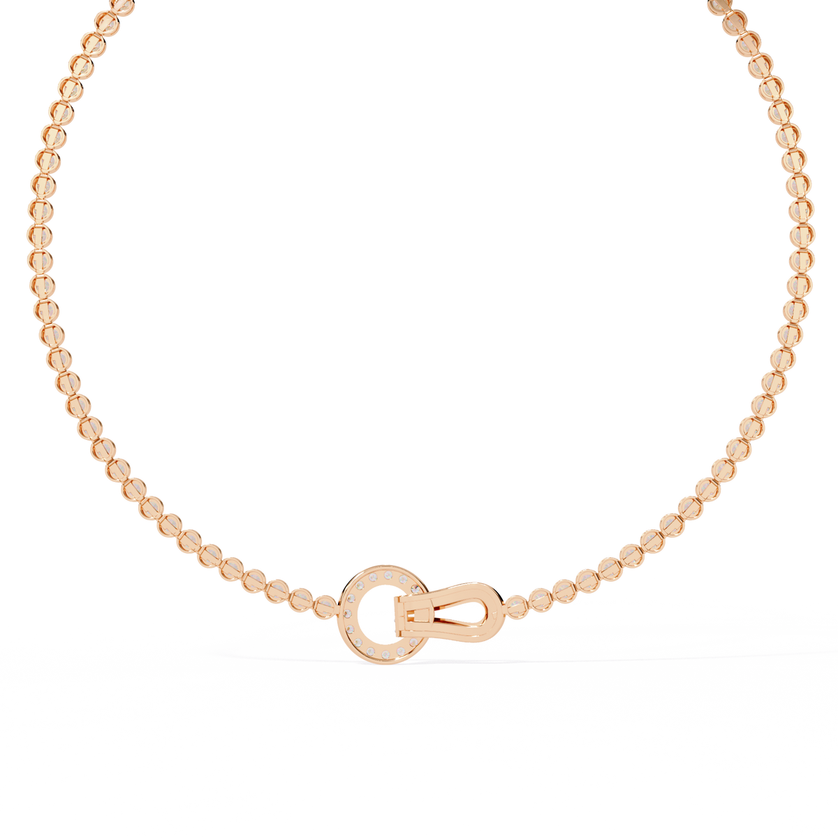 Pave Buckle Clasp Round Moissanite Diamond Tennis Necklace - View 9