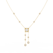 Round Moissanite Diamond Lariat Necklace with Bezel Station Drops - View 2