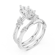 Marquise Cut Lab Diamond Women's Vintage Cluster Bridal Ring Set - View 6