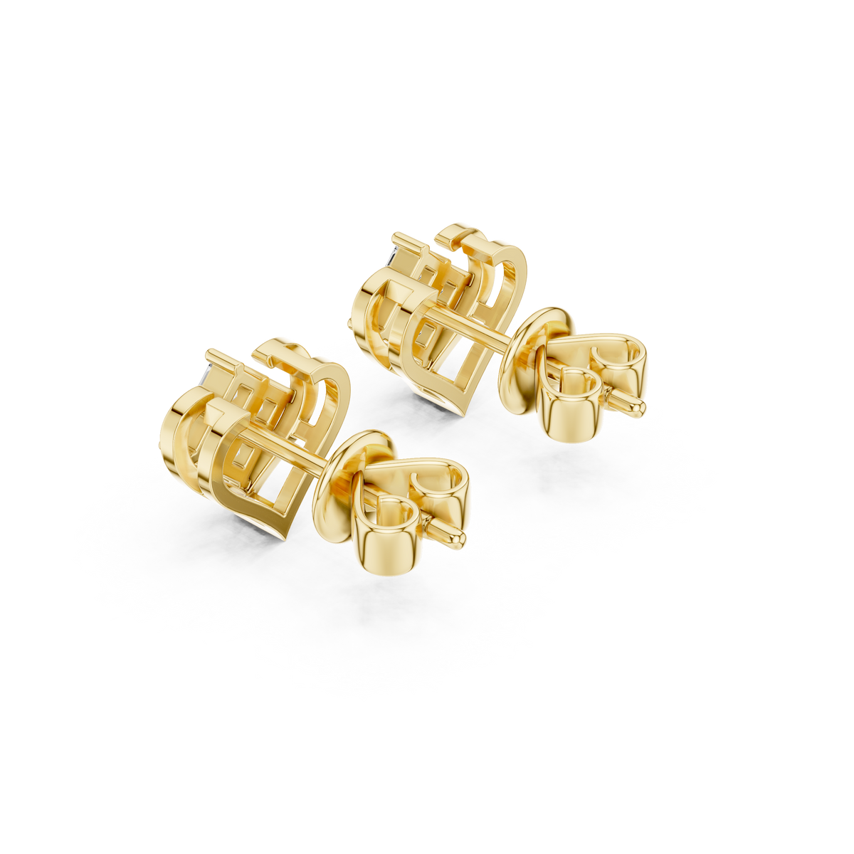 Crown Collection Heart Shaped Princess Lab Diamond Stud Earrings - View 10