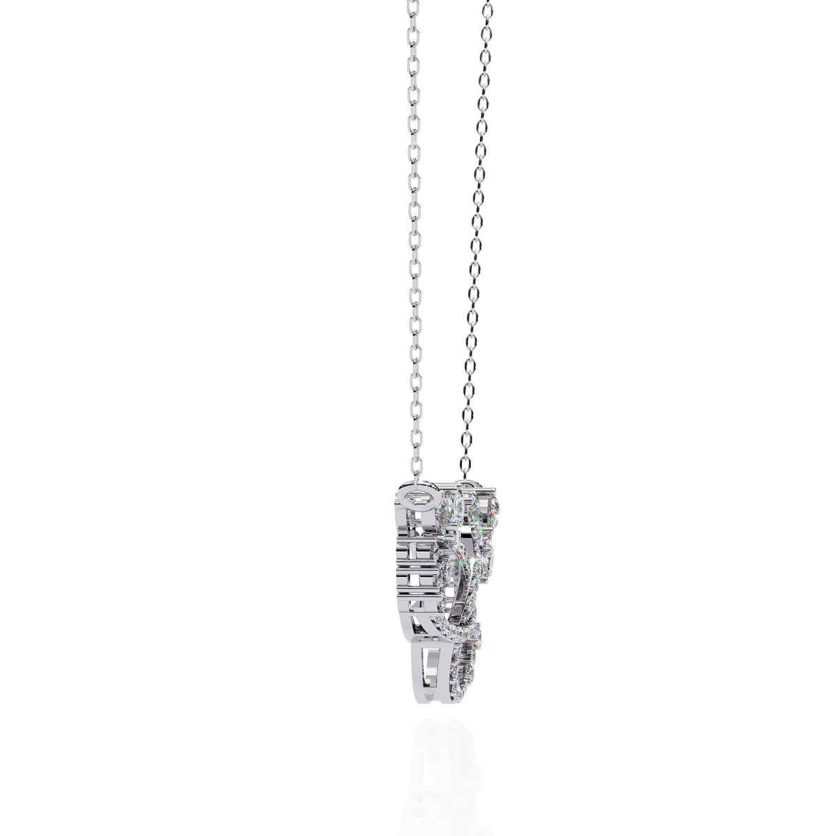 Interlocking Oval Mixed Diamond Moissanite Cluster Necklace - View 6