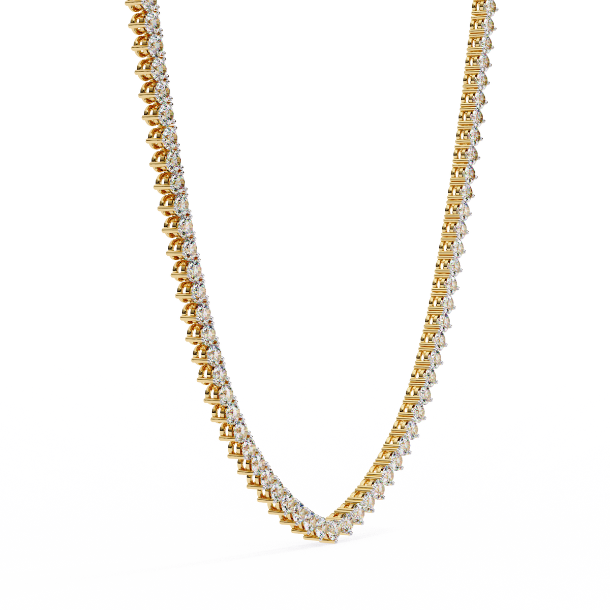 Round Cut Lab Grown Diamond V Shape Tennis Necklace - View 4