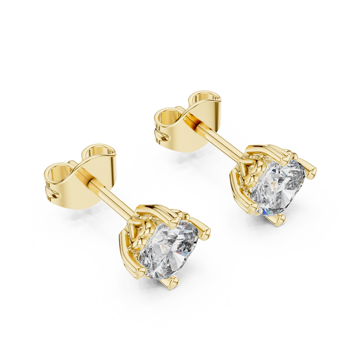 Classic Cushion Cut Lab Diamond Stud Earrings with Four Prong Basket Setting - View 4