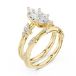 Marquise Cut Lab Diamond Women's Vintage Cluster Bridal Ring Set - View 4