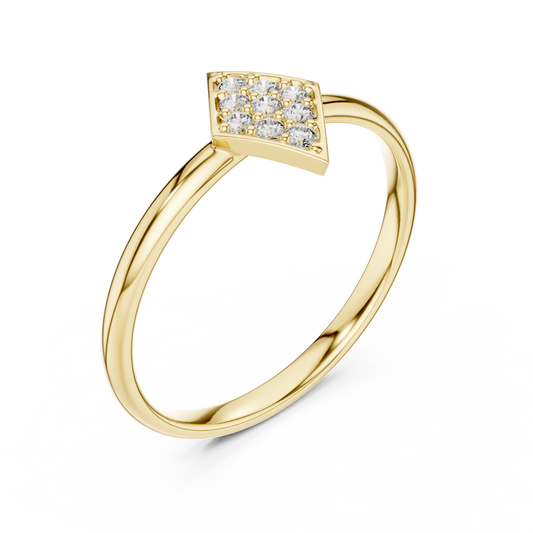 Round Cut Moissanite Diamond Kite Cluster Ring with Pave Setting - View 2