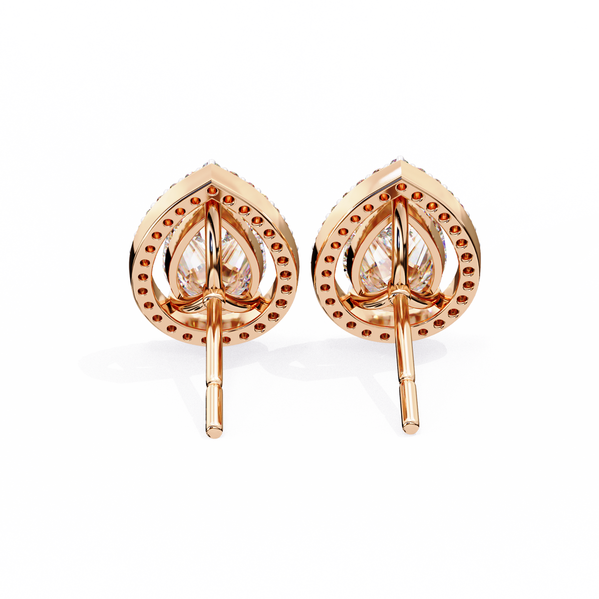 Luxury Lab Created Pear Shaped Halo Stud Earrings Perfect for Special Occasions - View 9