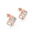 Chevron Round Lab Diamond Stud Earrings Statement Design - View 3