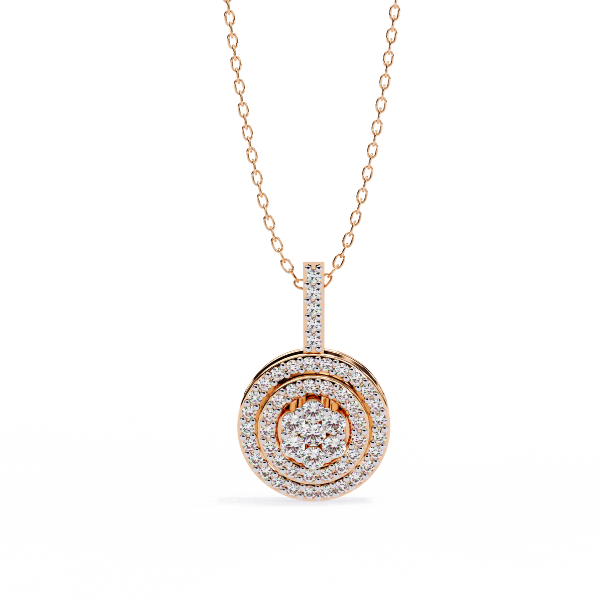 Concentric Circle Silhouette Charm Pendant with Round Moissanite Diamond - View 7