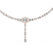 Halo Oval Moissanite Diamond Y Necklace with Mixed Cut Drop Pendant - View 4