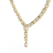 Mixed Cut Diamond Y Necklace with Pear Drop Moissanite Pendant - View 2