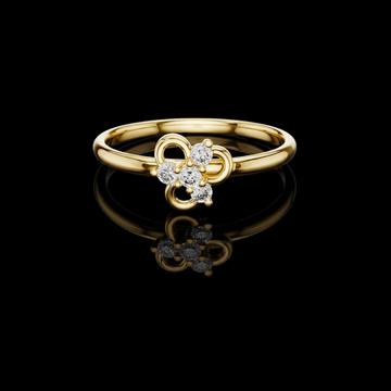 Round Cut Moissanite Diamond Floral Clover Ring for Woman