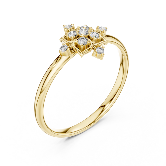 Nature Inspired Floral Round Cut Lab Diamond Engagement Ring - View 2