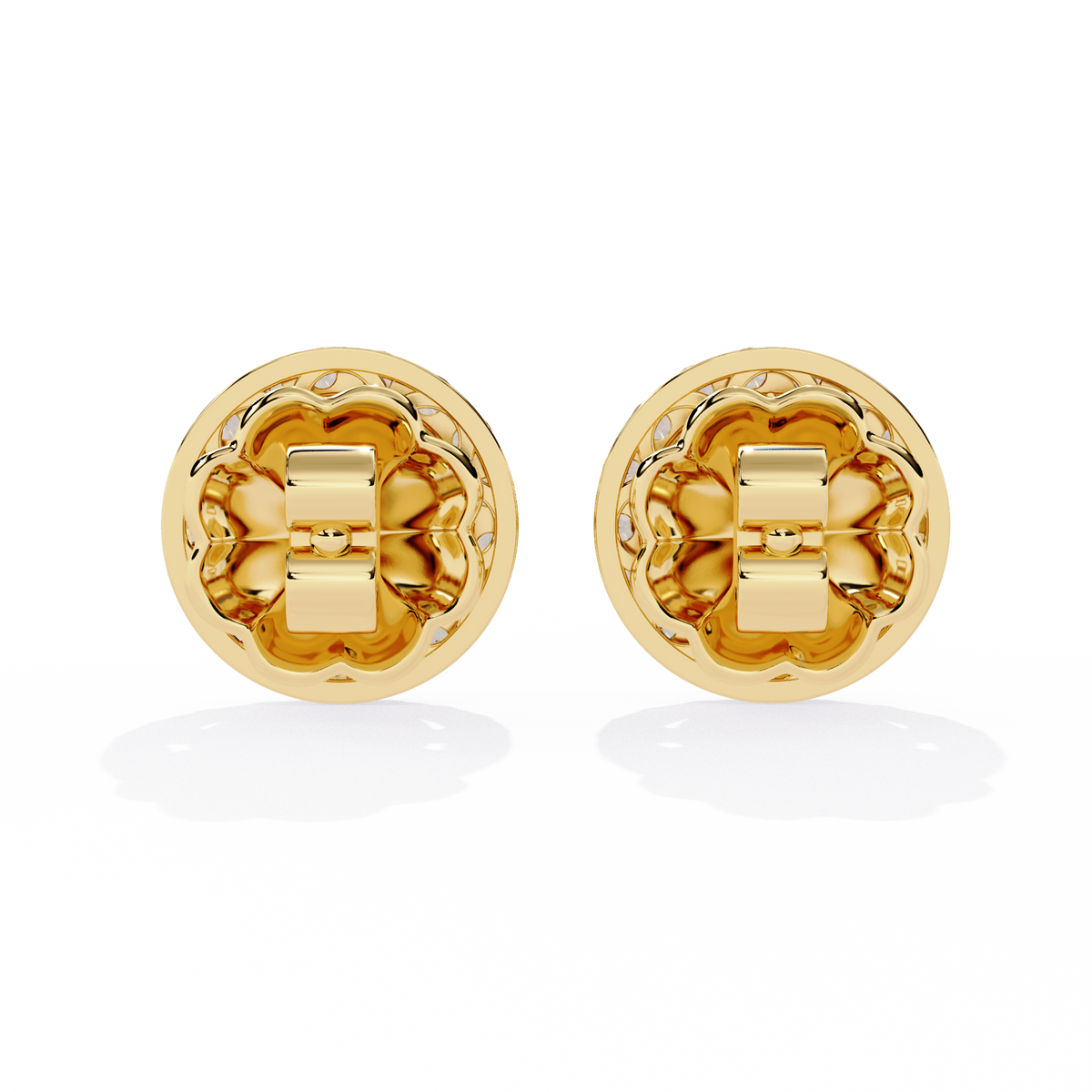 Halo Marquise Lab Diamond Round Cluster Stud Earrings with Pavé Circle Design - View 7
