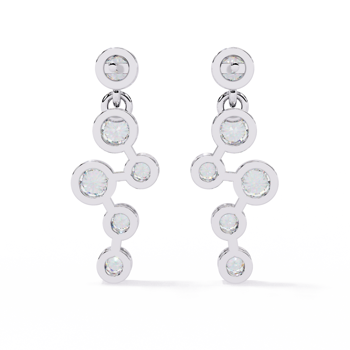 Sophisticated Multi Round Bezel Lab Diamond Drop Earrings in Gleaming Gold Finish - View 8
