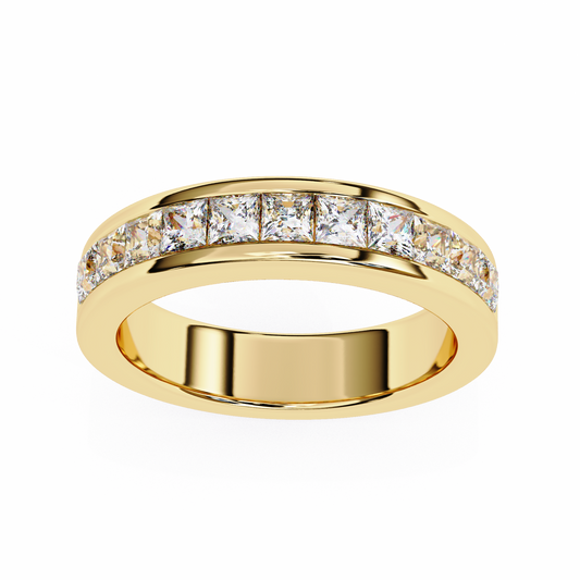 Princess Cut Channel Set Lab Diamond Eternity Wedding Band - View 2