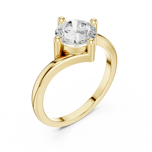 Round Cut Moissanite Diamond Twisted Solitaire Engagement Ring - View 2