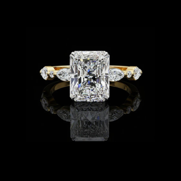 Radiant Lab Diamond Wedding Ring With Marquise Side Stone