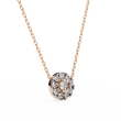 Round Moissanite Diamond Halo Pendant with Round Cluster Accent Stones - View 6