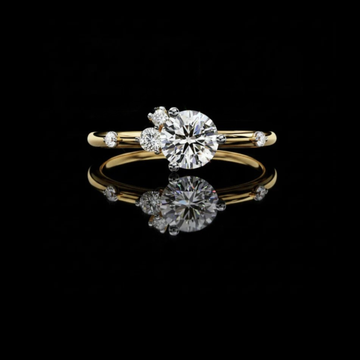 Unique Design Round Cut Moissanite Diamond Engagement Ring With Diamond Accents