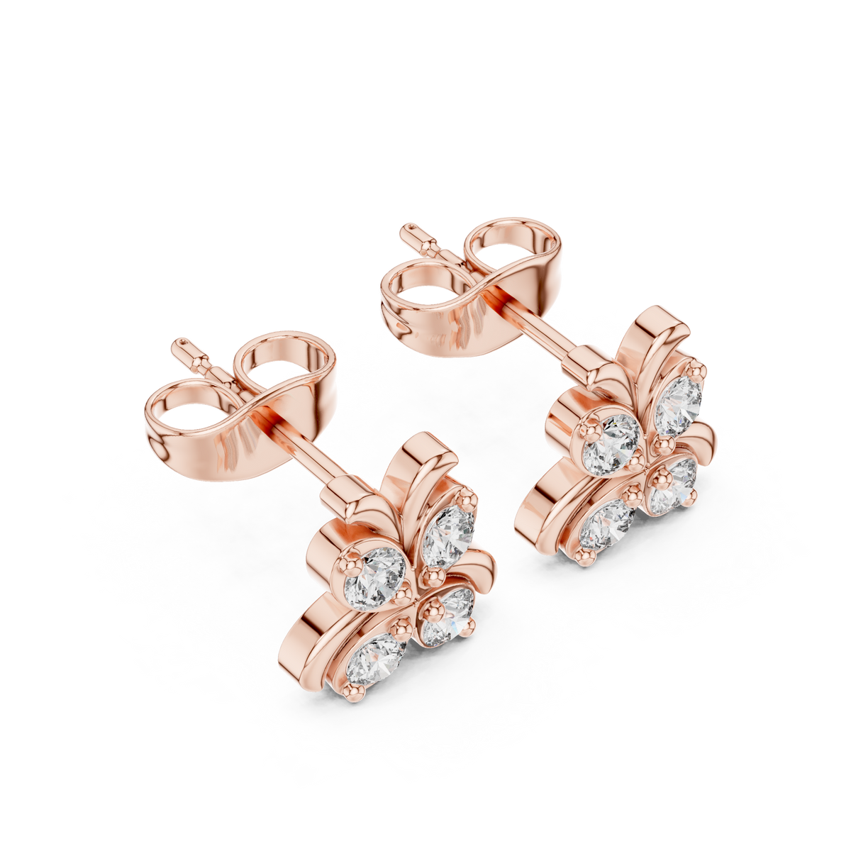 Artfully Sculpted Butterfly Design Featuring Brilliant Round Moissanite Diamond Earring - View 5