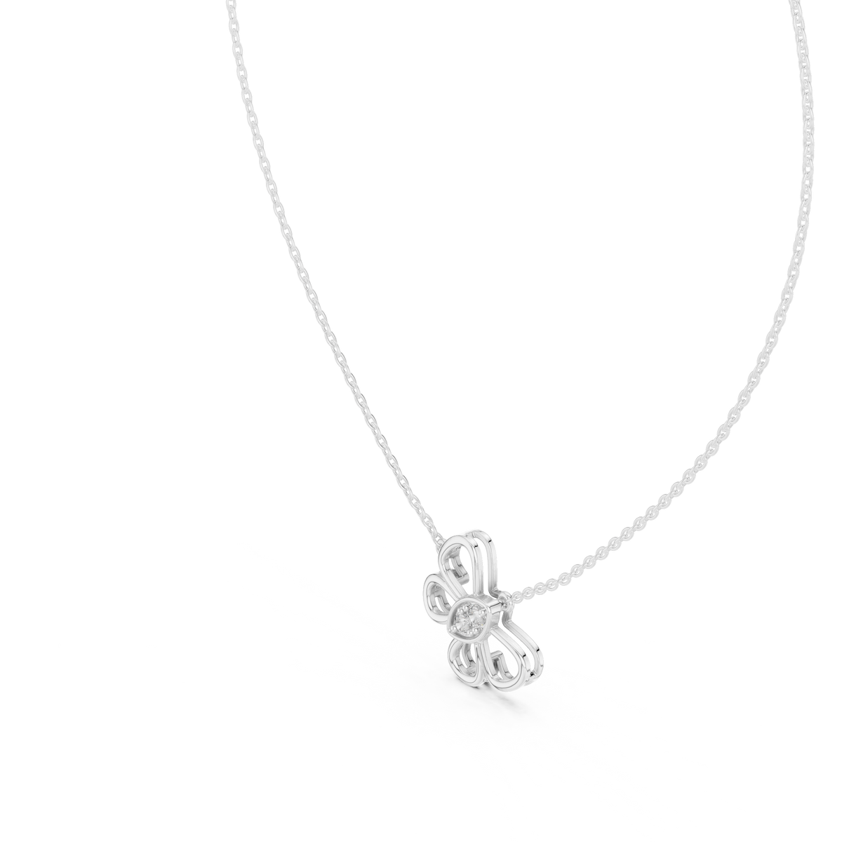Openwork Butterfly Pendant with Round Cut Moissanite Diamond - View 12