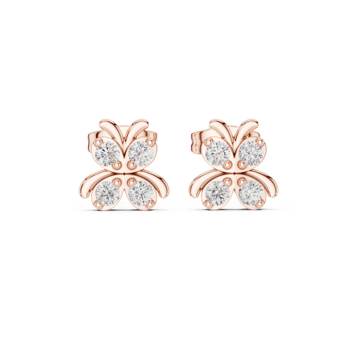 Artfully Sculpted Butterfly Design Featuring Brilliant Round Lab Diamond Earring - View 2