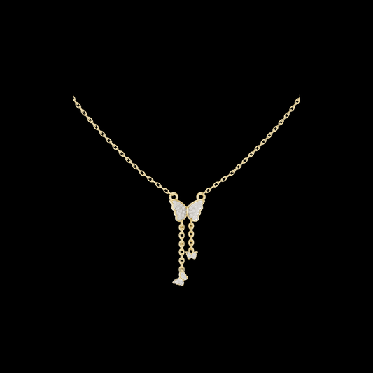 Butterfly Dangle Pendant with Pave Round Moissanite Diamond