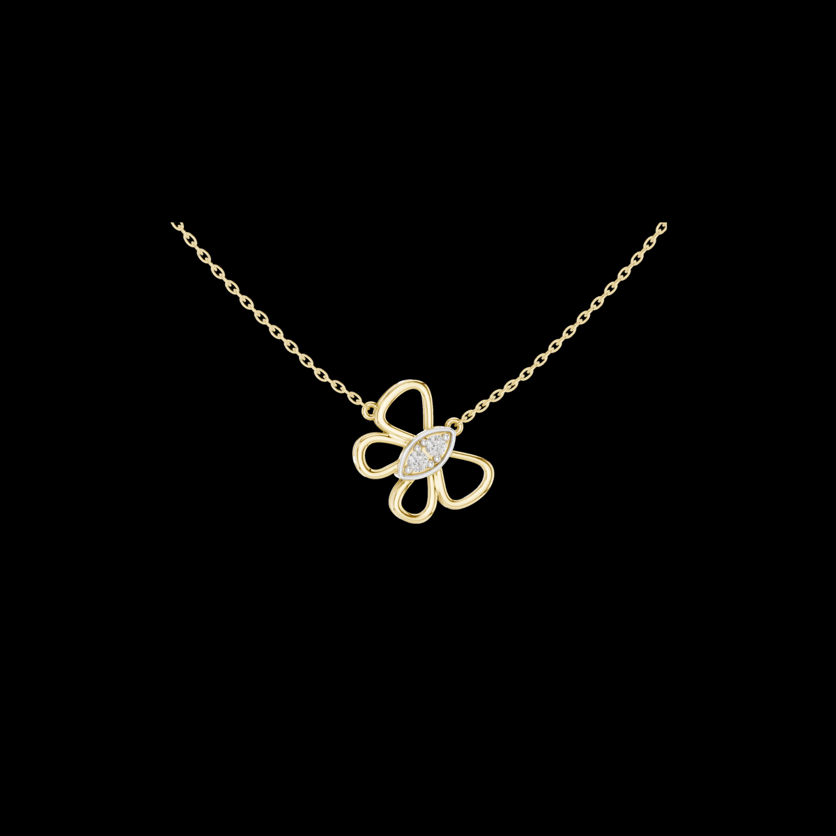 Openwork Butterfly Pendant with Round Cut Lab Grown Diamond