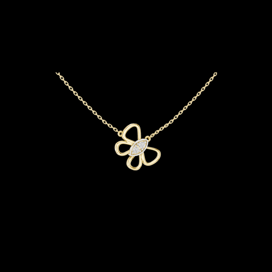 Openwork Butterfly Pendant with Round Cut Moissanite Diamond