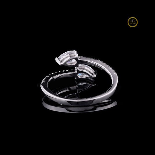 Toi et Moi Cut Moissanite Diamond Bypass Engagement Ring - View 2