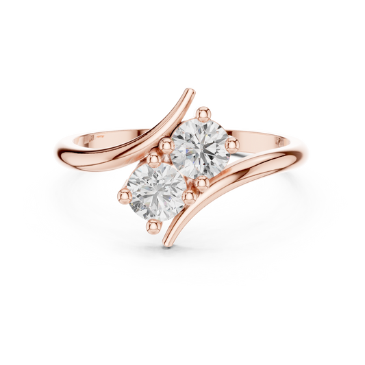 Toi Et Moi Round Cut Lab Diamond Engagement Ring - View 2