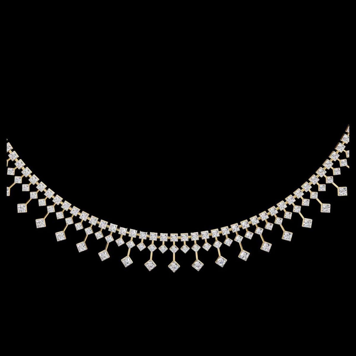 Lab Grown Diamond Fringe Tennis Necklace with Princess Shape Drops