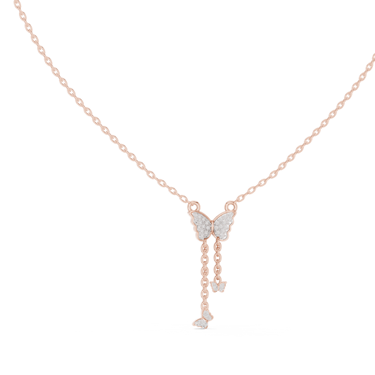 Butterfly Dangle Pendant with Pave Round Moissanite Diamond - View 2