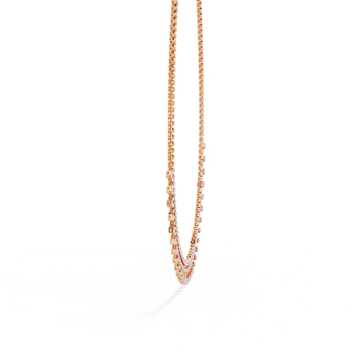 Lab Grown Diamond Fringe Tennis Necklace with Princess Shape Drops - View 6